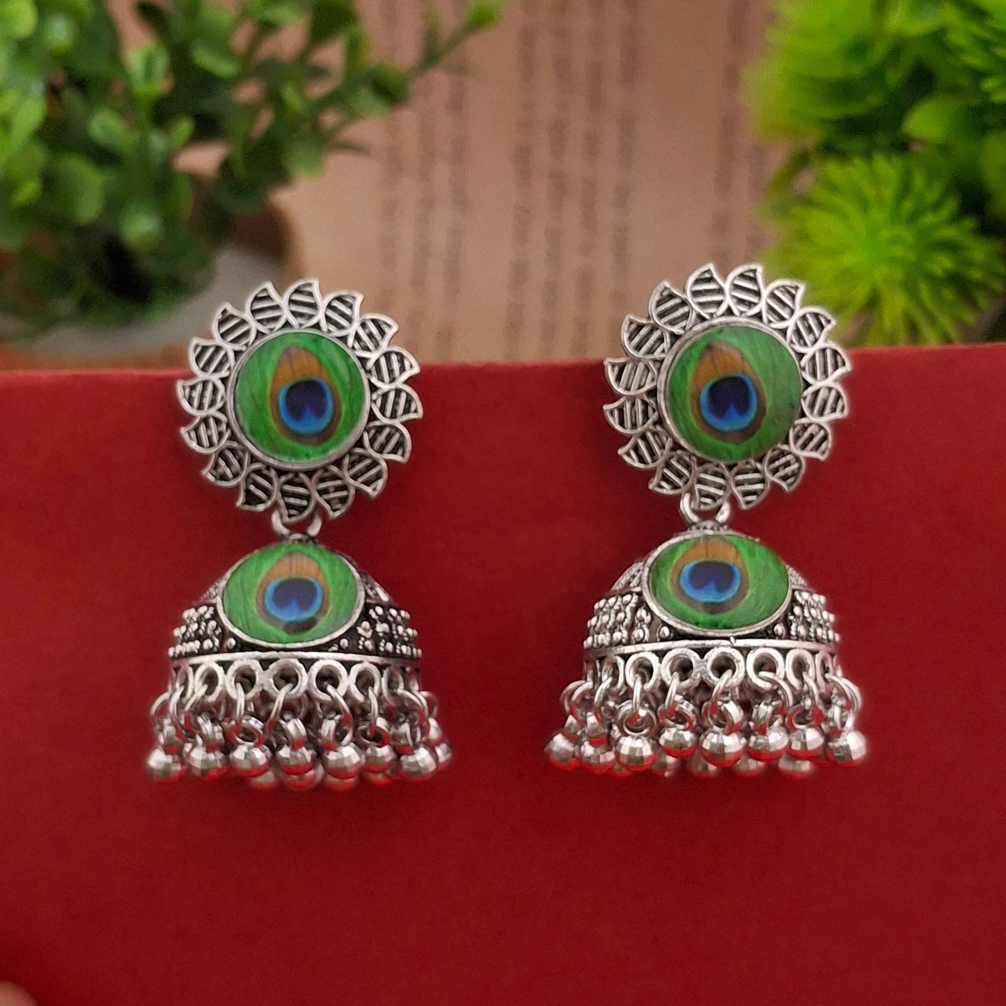 Peacock Glory Jhumkas - Kaanke