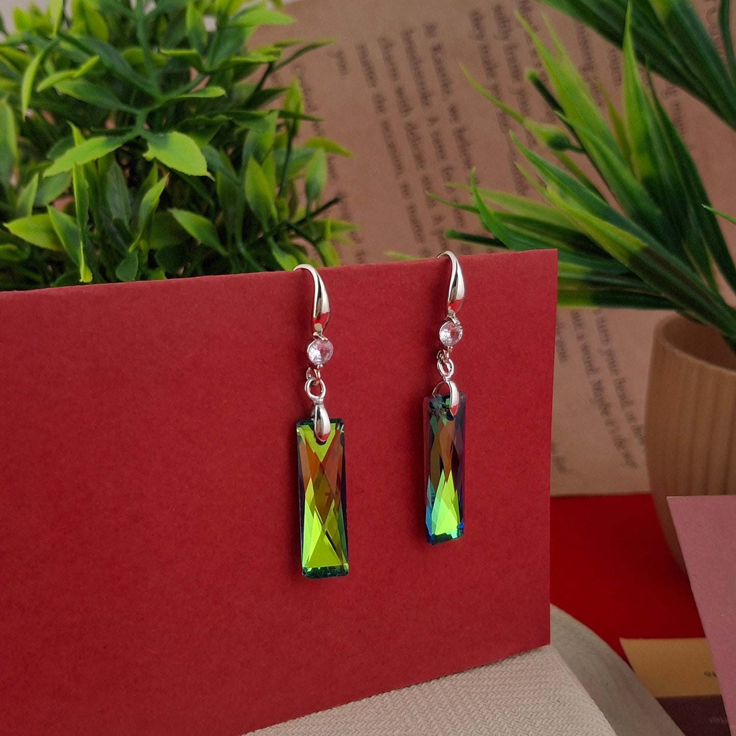 Prism Glow Crystal Dangler Earrings - Kaanke