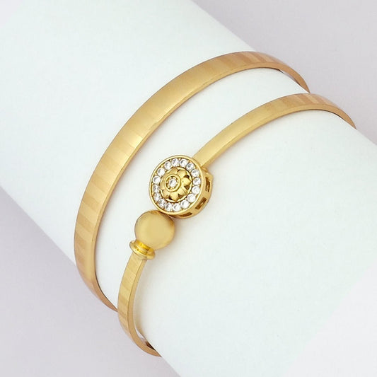 Radial Charm | Set Of 2 | 18k Gold Plated Adjustable Bracelet Bangles - Kaanke
