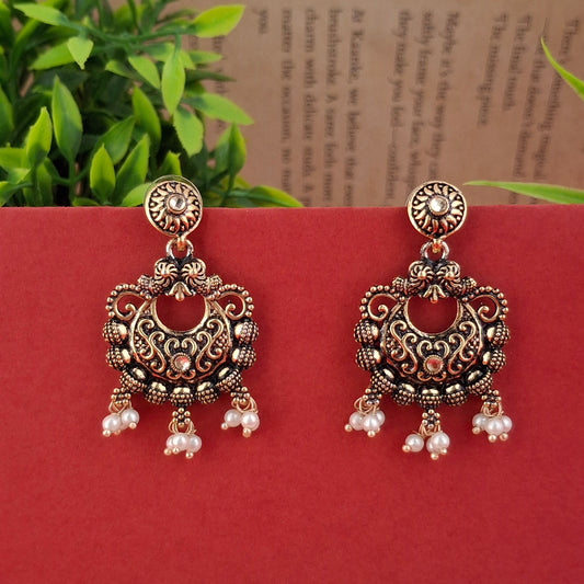 Regal Heritage Jhumkas – Copper Antique Earrings - Kaanke