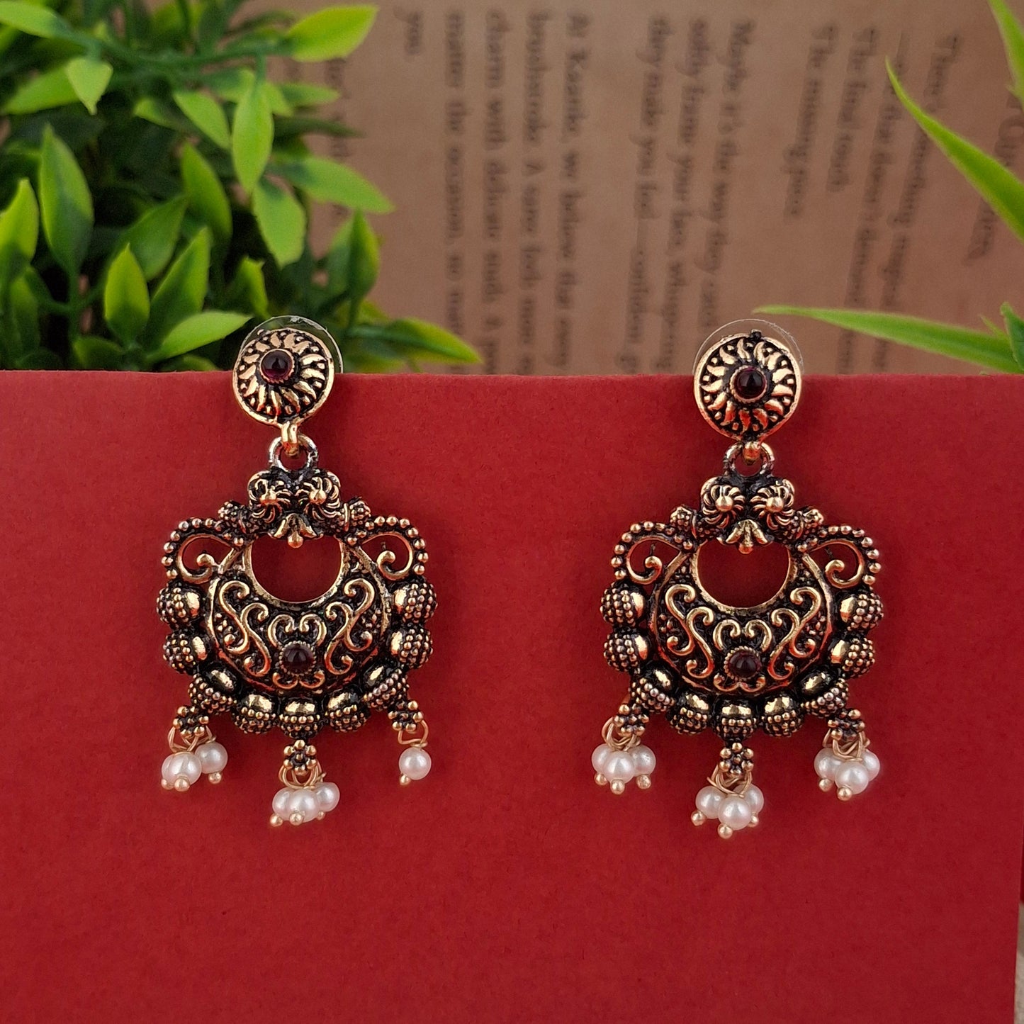 Regal Heritage Jhumkas – Copper Antique Earrings - Kaanke