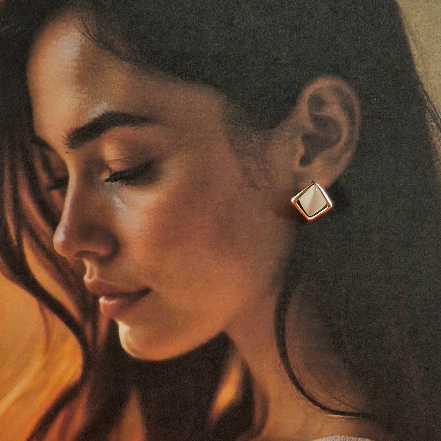 Rose Quartz Diamond Studs - Kaanke