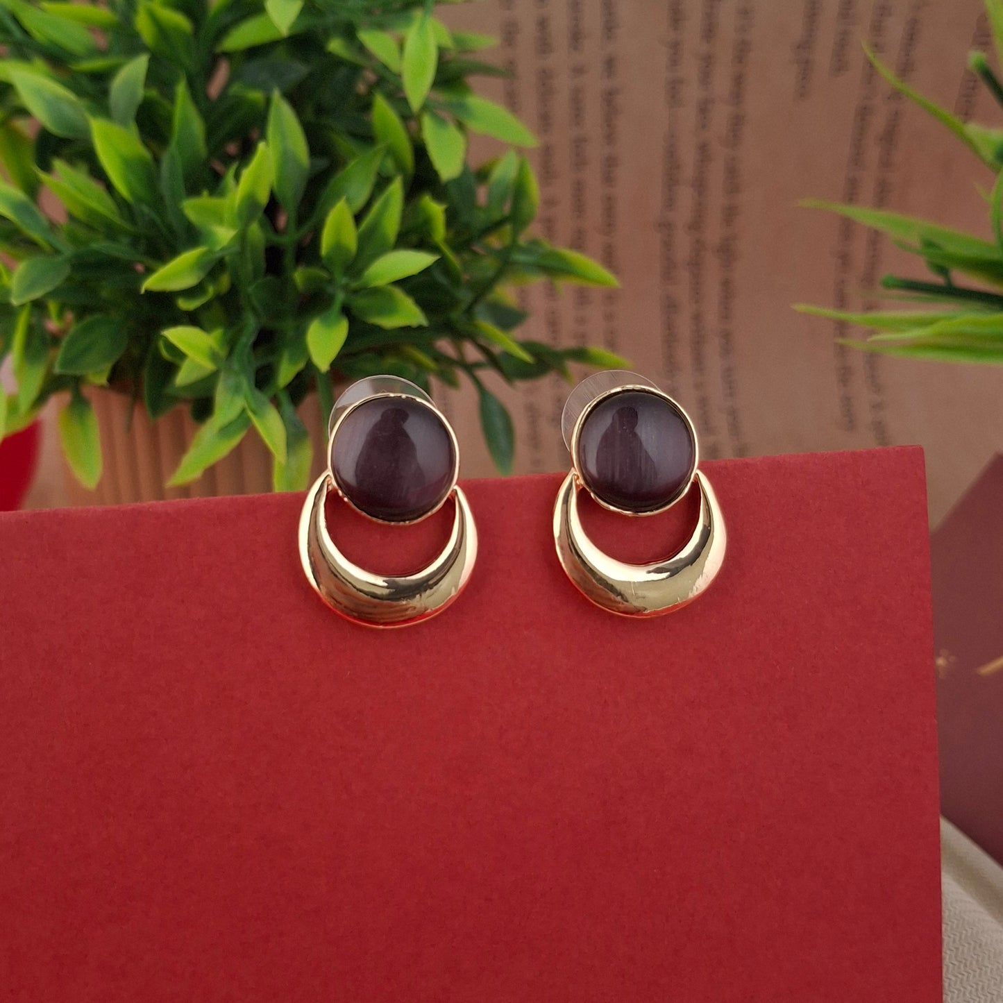 RoseGold Crescent Glow Studs - Kaanke