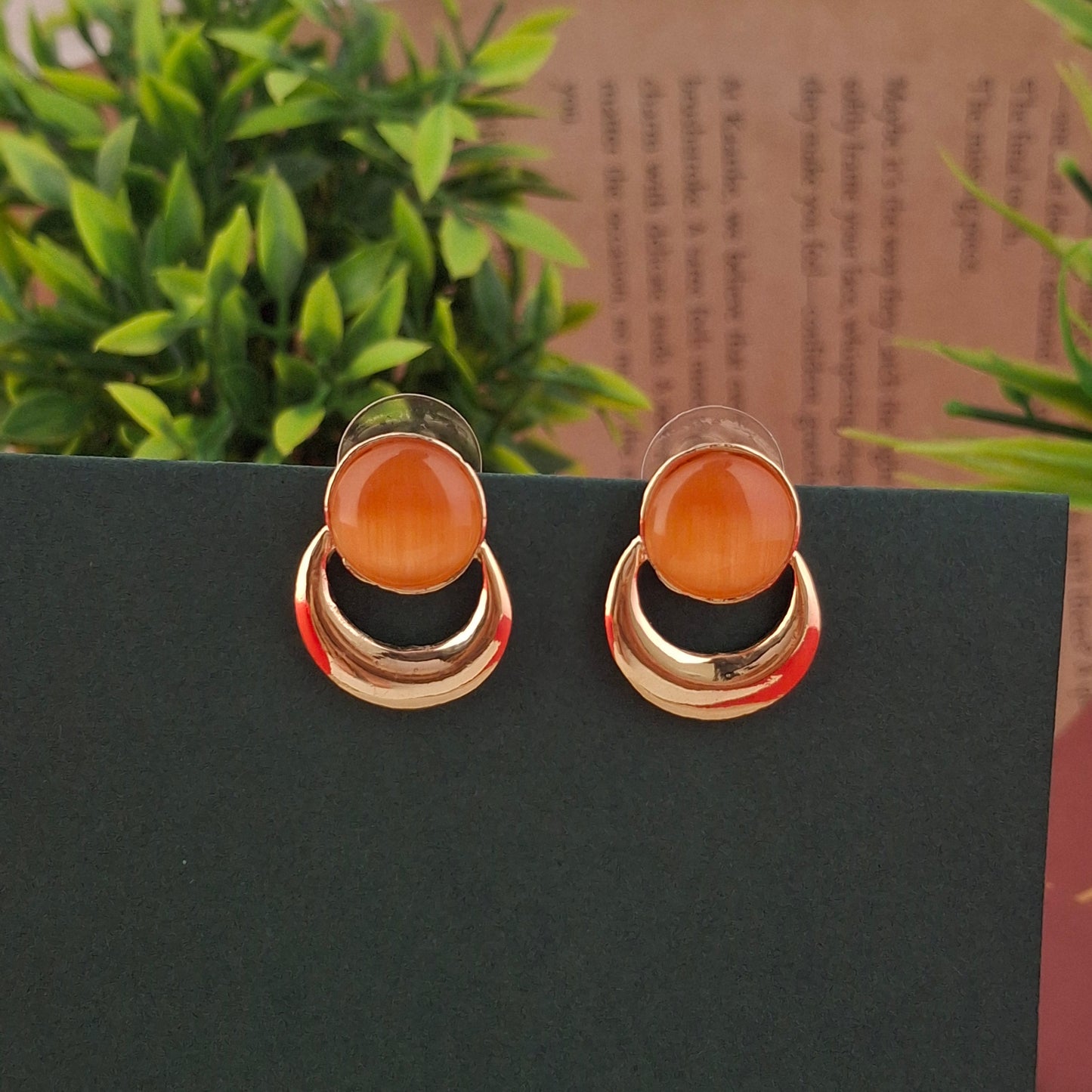 RoseGold Crescent Glow Studs - Kaanke