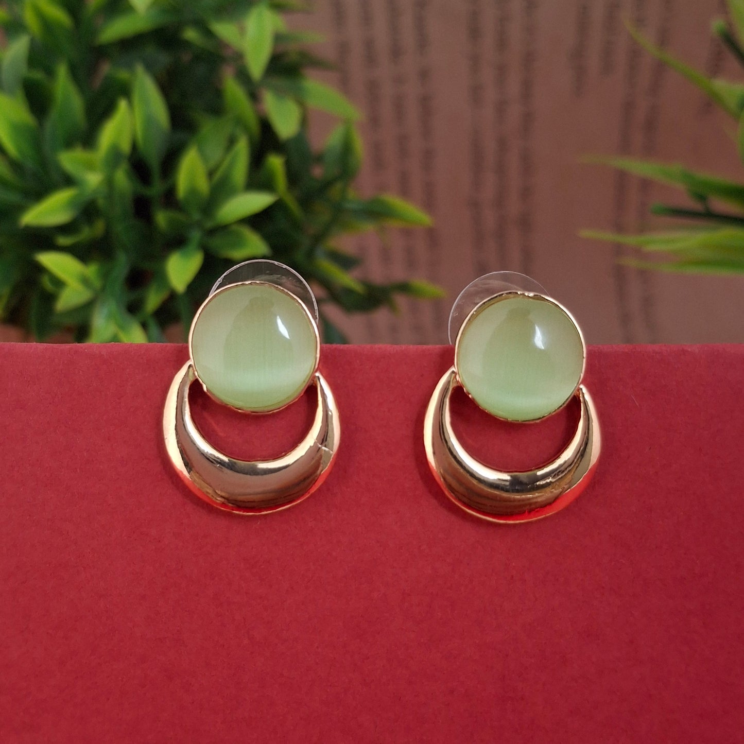 RoseGold Crescent Glow Studs - Kaanke