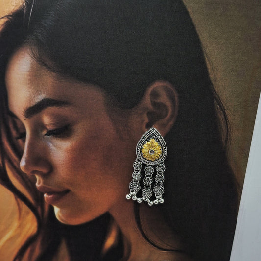 Royal Bloom Oxidized Earrings - Kaanke