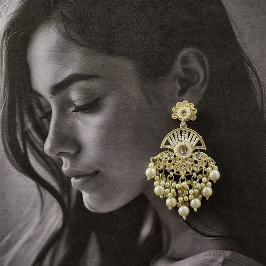 Royal Pearl Chandbali Earrings - Kaanke