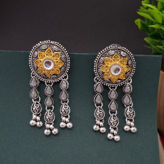 Royal Sunflower Oxidized Earrings - Kaanke