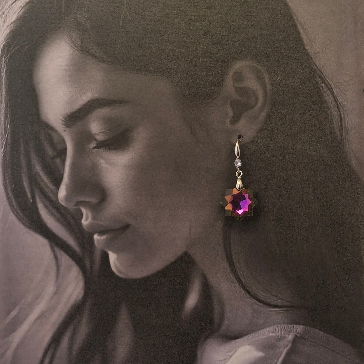 Star Glow Crystal Drop Earrings - Kaanke