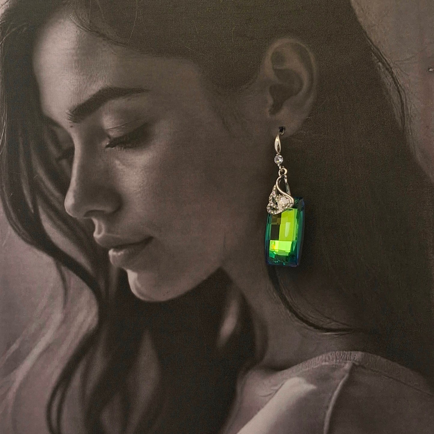 Swan Glow Crystal Dangler Earrings - Kaanke
