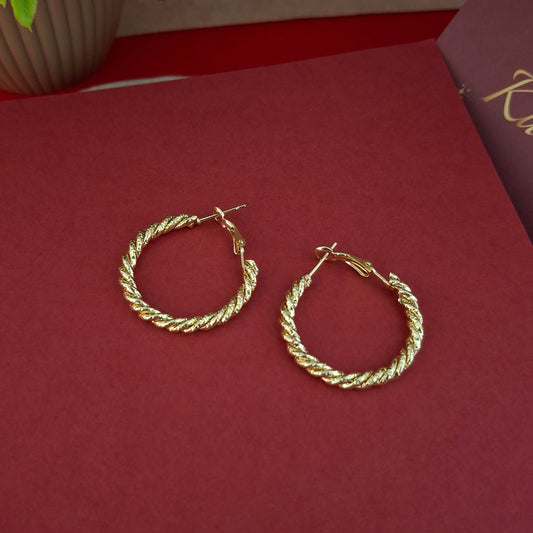 Textured Round Hoops – Lightweight Medium Sized Earrings - Kaanke