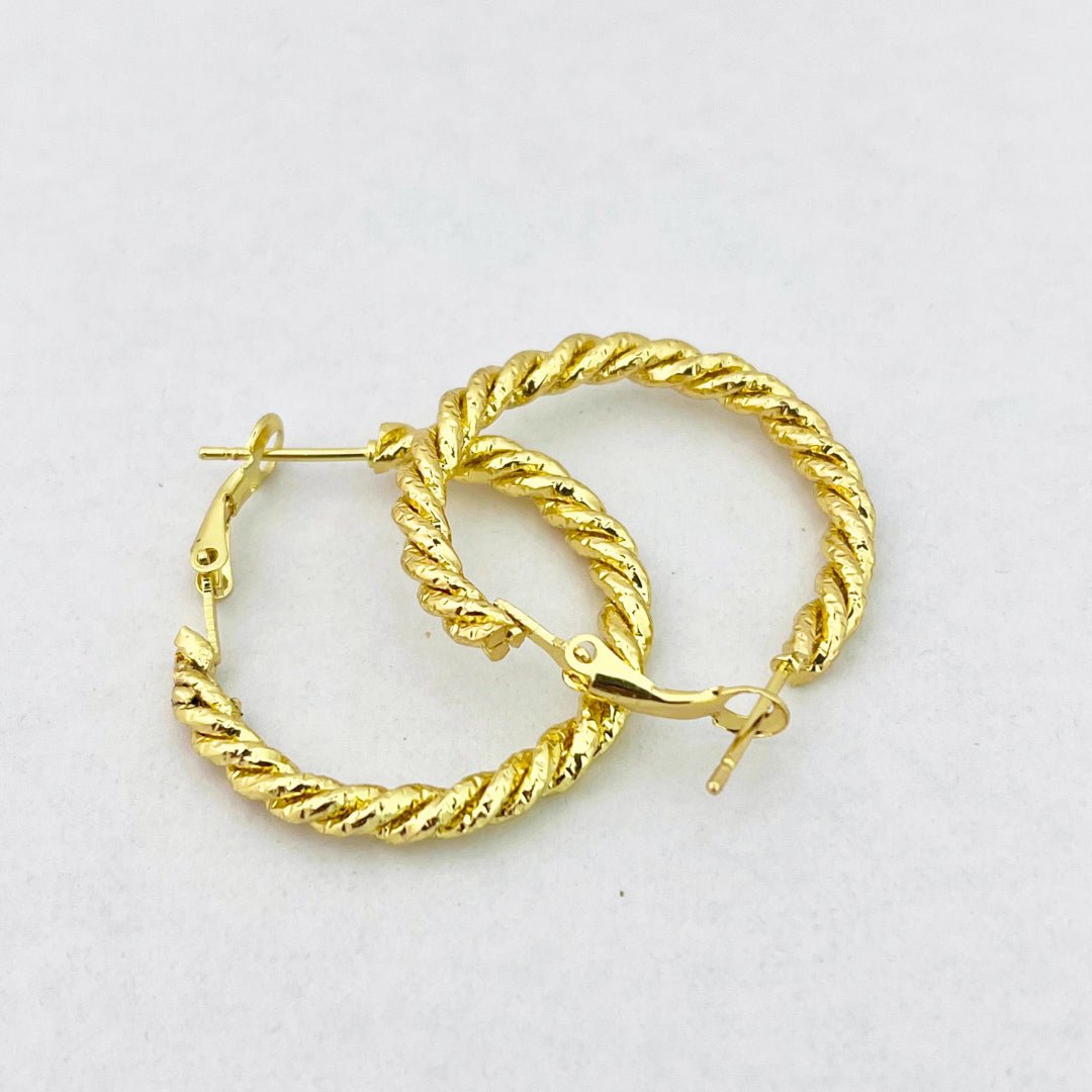 Textured Round Hoops – Lightweight Medium Sized Earrings - Kaanke