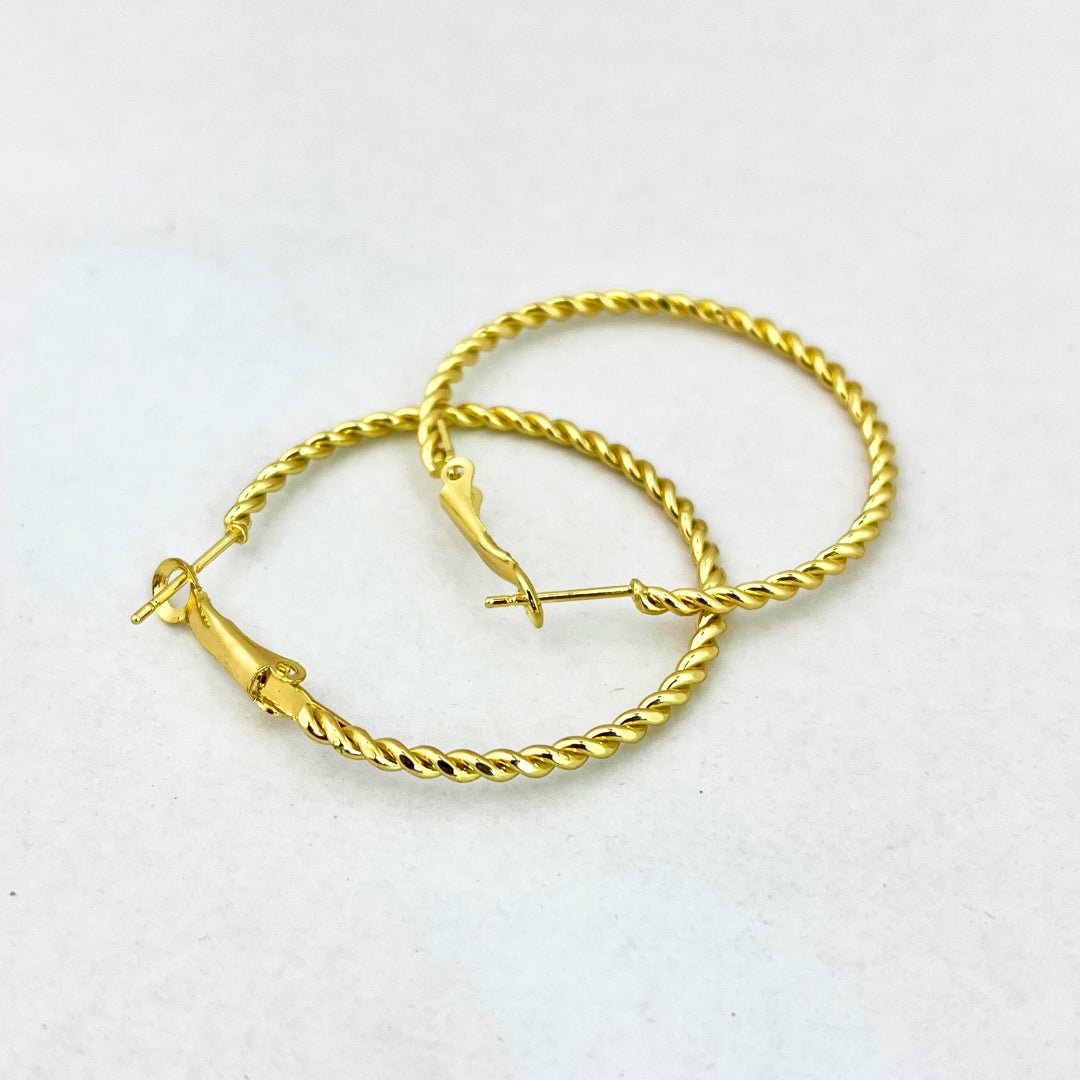 Twisted Gold Hoops – Lightweight Everyday Earrings - Kaanke