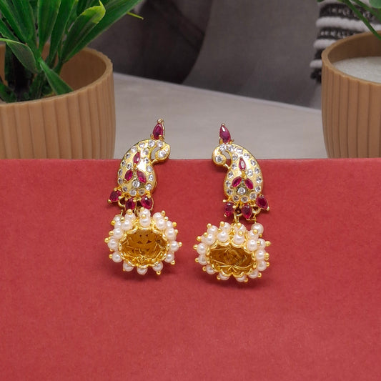 Traditional Moti Gold Jhumkas