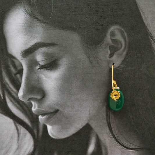 Green Stone Drop Earrings