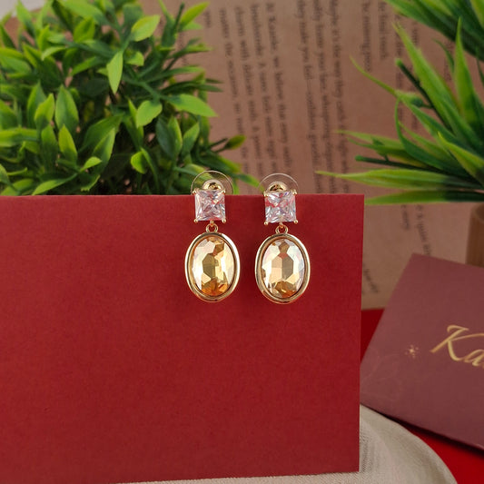 Sparkling Gold Crystal Drop Earrings