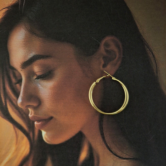 Fancy Double Hoops – Lightweight Medium Sized Earrings