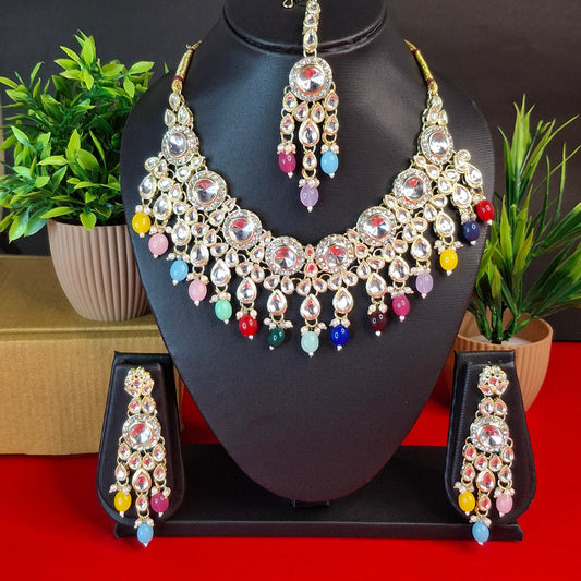 Multicolor Kundan & Stone Necklace Set