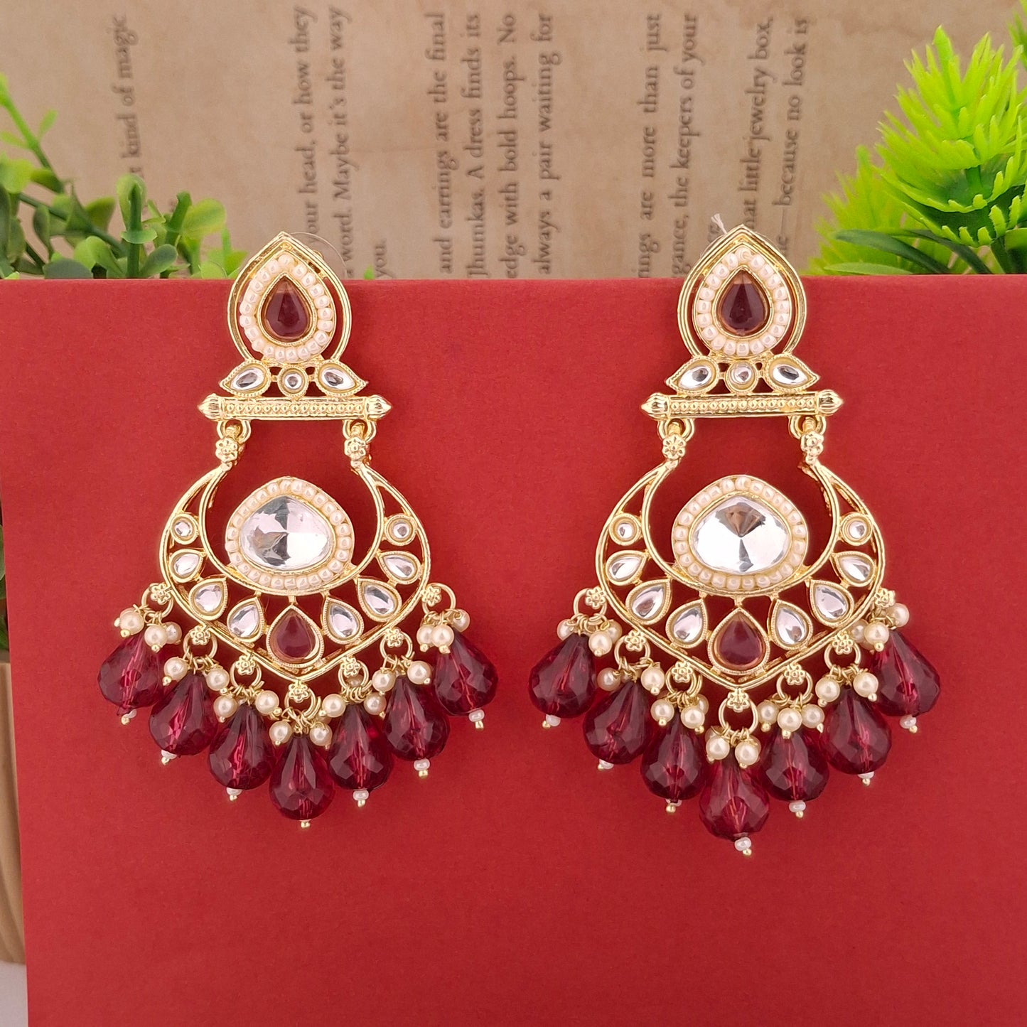 (Pack of 11) Multicolor Kundan Chandbali Earrings