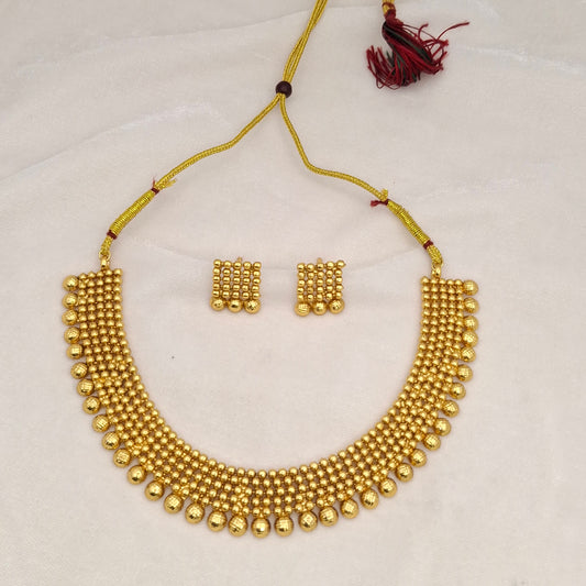 Fancy Matte Gold Short Necklace