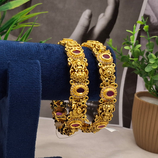 Fancy Temple Finish Bangles - Festive Wear