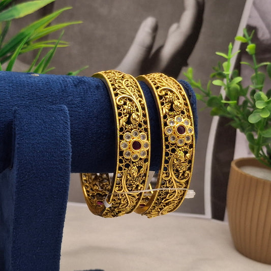Fancy Temple Finish Bangles - Festive Wear