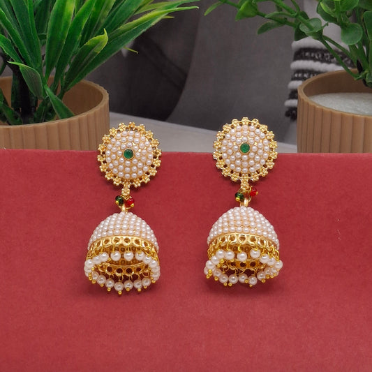 Traditional Moti Gold Jhumka