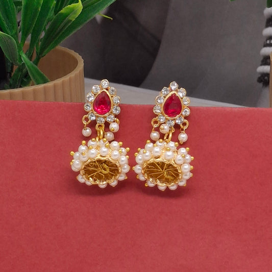 Traditional Moti Gold Jhumka