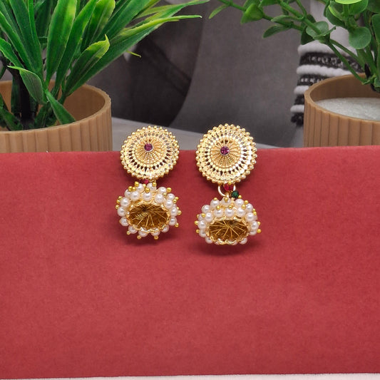 Traditional Moti Gold Jhumka