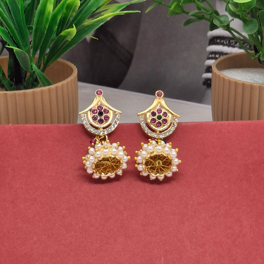 Traditional Moti Gold Jhumka