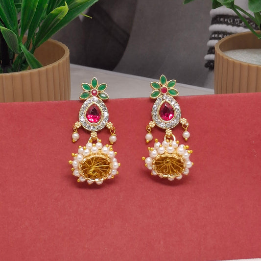 Traditional Moti Gold Jhumka