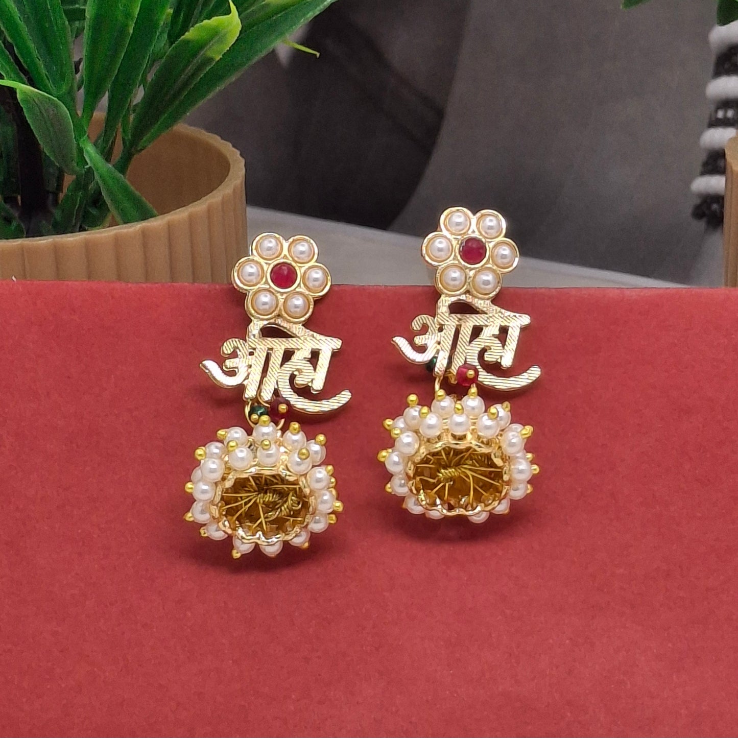 Traditional Moti Gold Jhumka