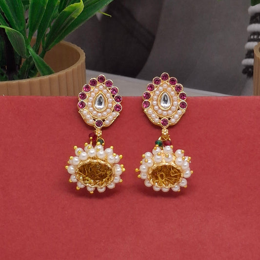 Traditional Moti Gold Jhumkas