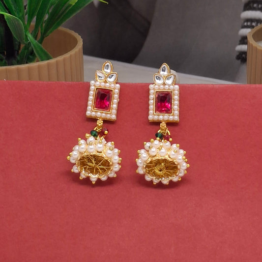 Traditional Moti Gold Jhumka