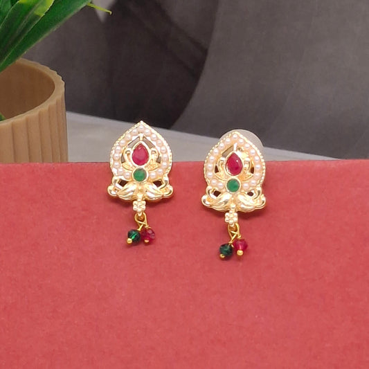 Traditional Moti Gold Drop Earrings