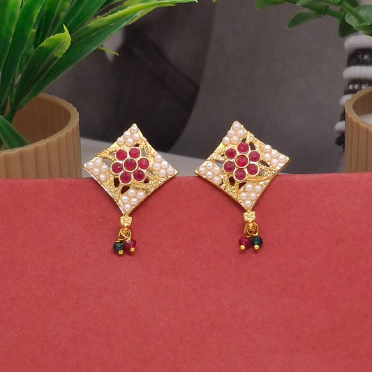 Traditional Moti Gold Drop Earrings