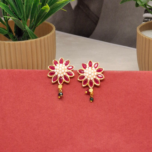 Traditional Moti Gold Drop Earrings