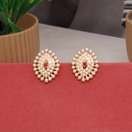Traditional Moti Gold Studs