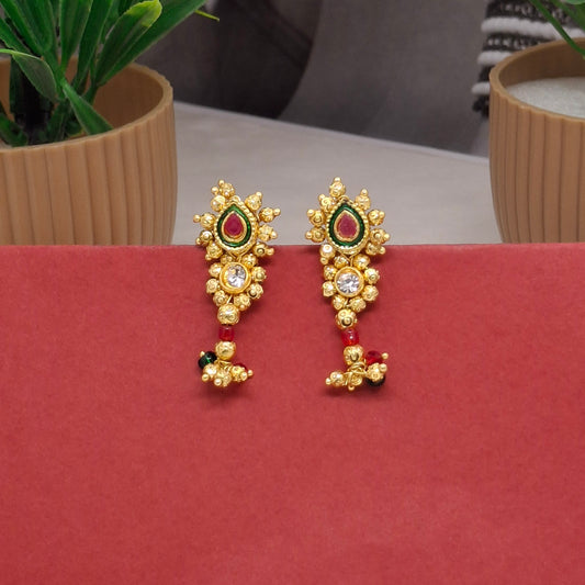Traditional Moti Gold Drop Earrings