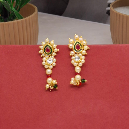 Traditional Moti Gold Drop Earrings