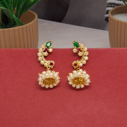 Traditional Moti Gold Jhumka