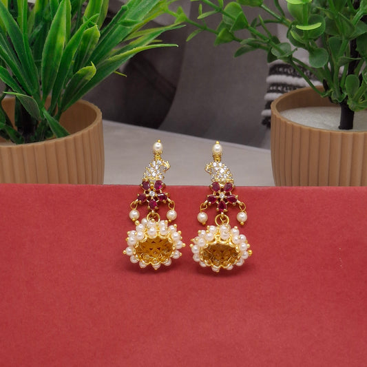 Traditional Moti Gold Jhumka