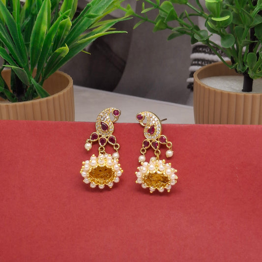 Traditional Moti Gold Jhumka