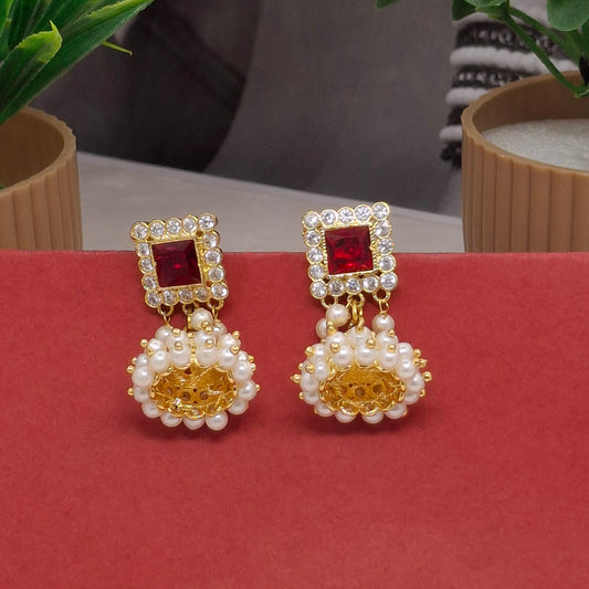 Traditional Moti Gold Jhumka