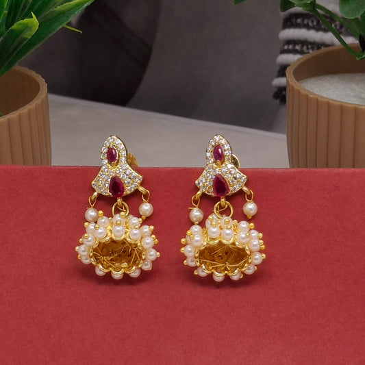 Traditional Moti Gold Jhumka