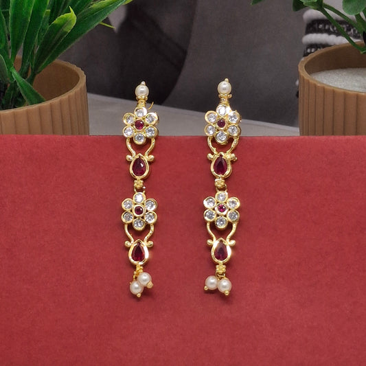 Traditional Moti Gold Drop Earrings
