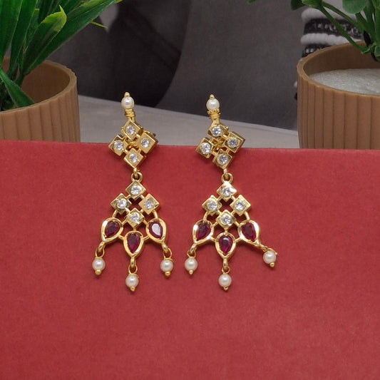 Traditional Moti Gold Drop Earrings