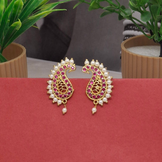 Traditional Moti Gold Drop Earrings