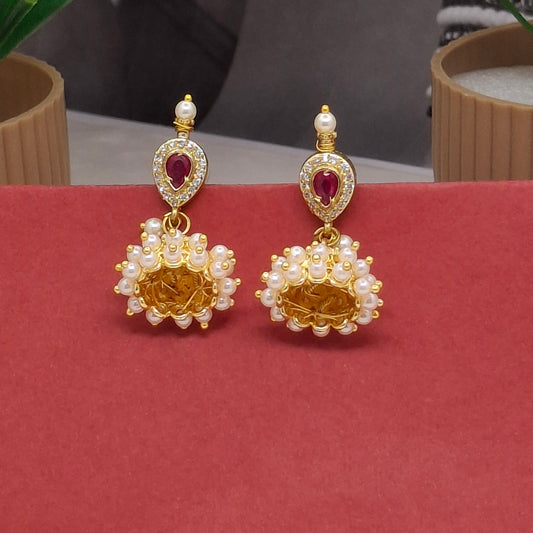 Traditional Moti Gold Jhumka