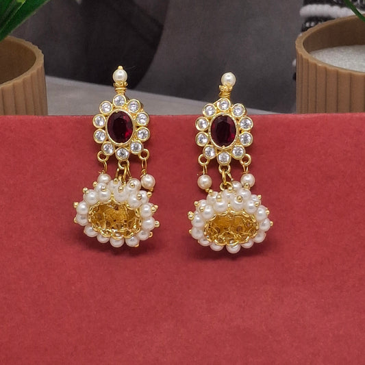 Traditional Moti Gold Jhumka